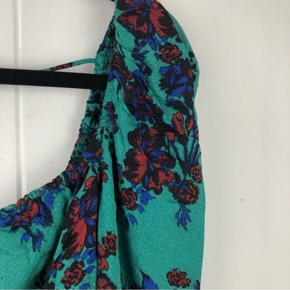 Free People Womens Hilary Printed Long Sleeve Green Floral Top Medium - Picture 7 of 13